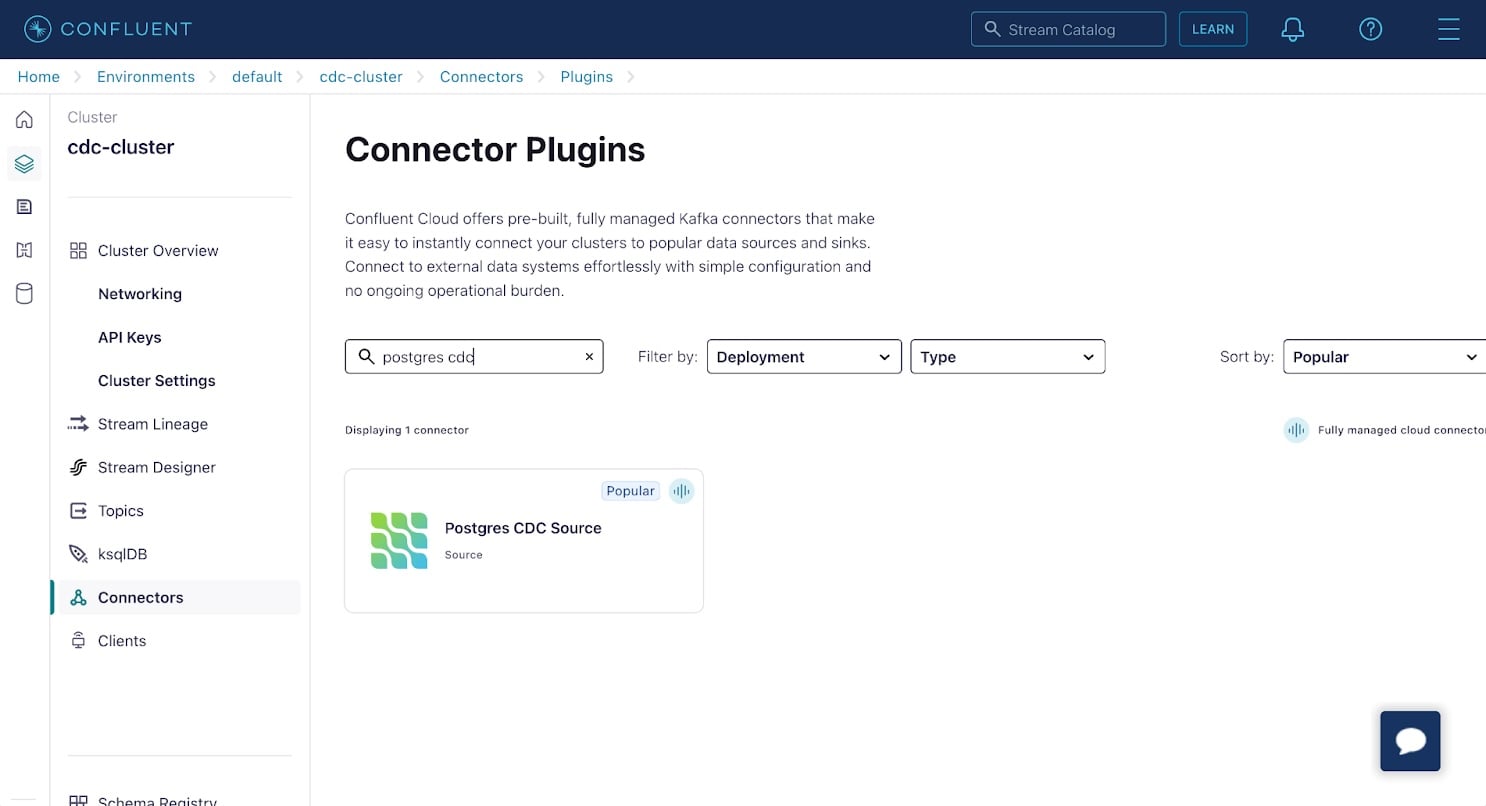 The Debezuim-based Postgres CDC Source in Confluent Cloud.